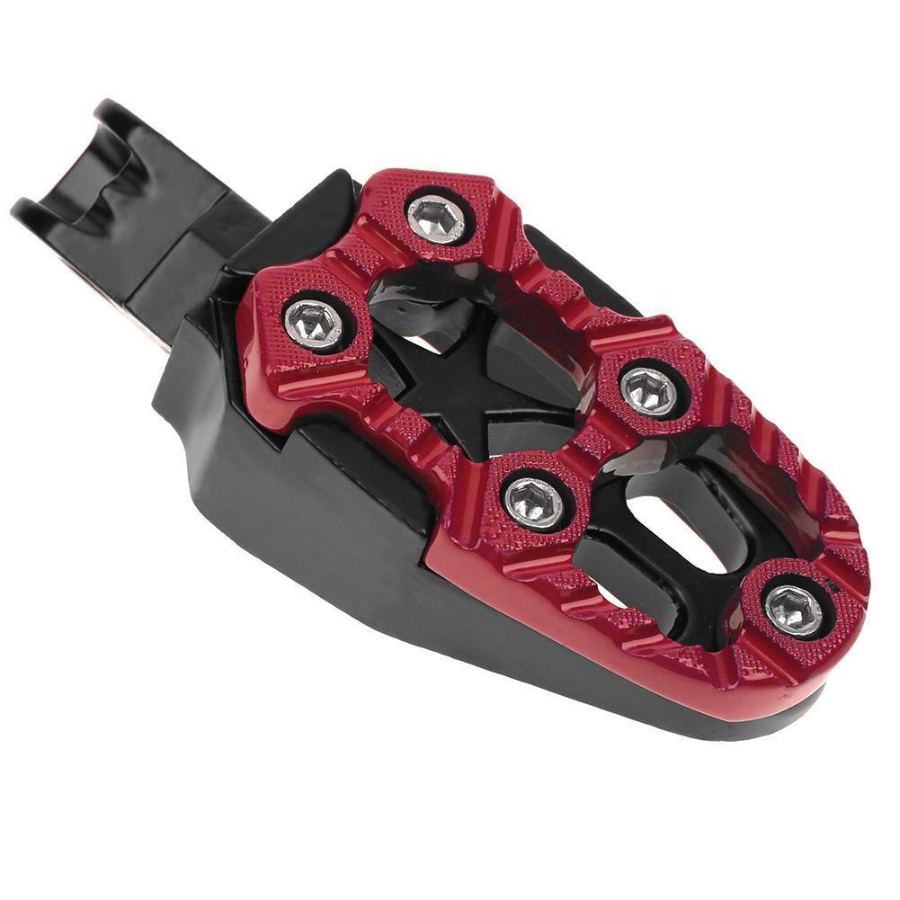 2pcs Universal 8mm Metal Motorcycle Foot Pedals Footrests w/ Spring(Red)