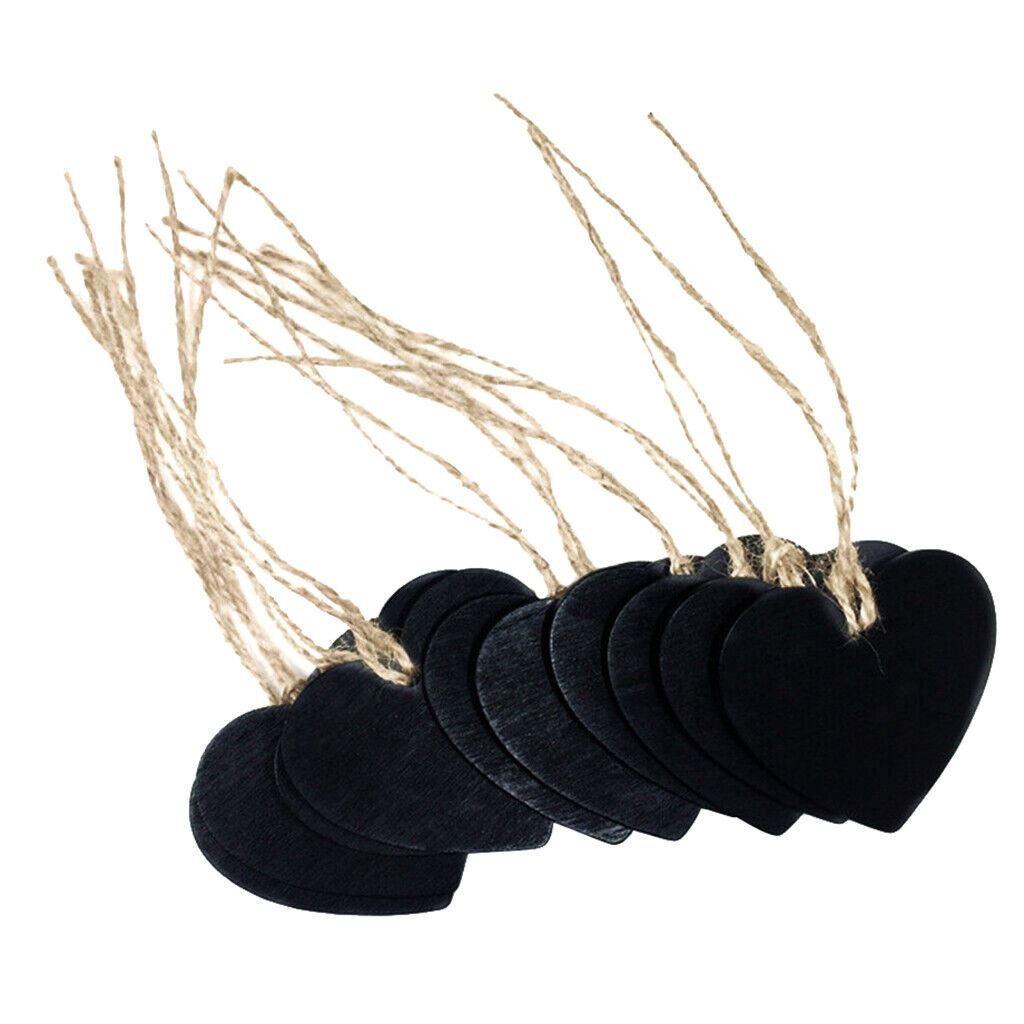 10 Pieces Wooden Heart Hanging Chalkboard  Message Blackboard Wedding