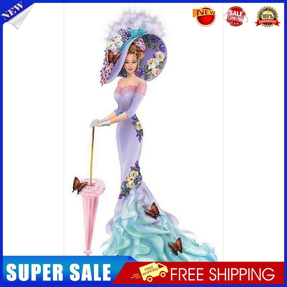 DIY Decor Purple Dress Lady Picture Full Drill Round Diamond Painting Kit