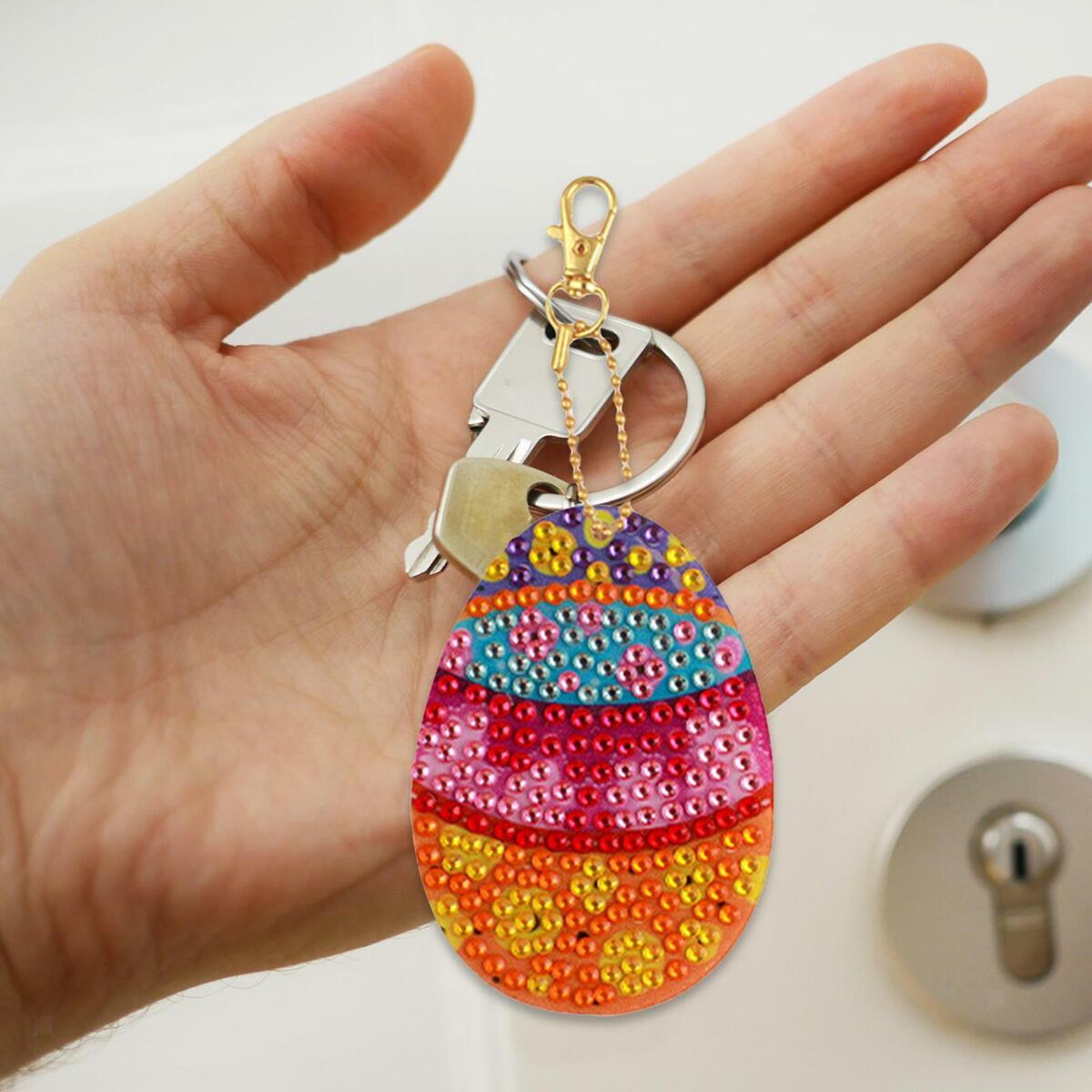 20 pieces DIY  Keychains Egg Rhinestone Key Ring Pendants