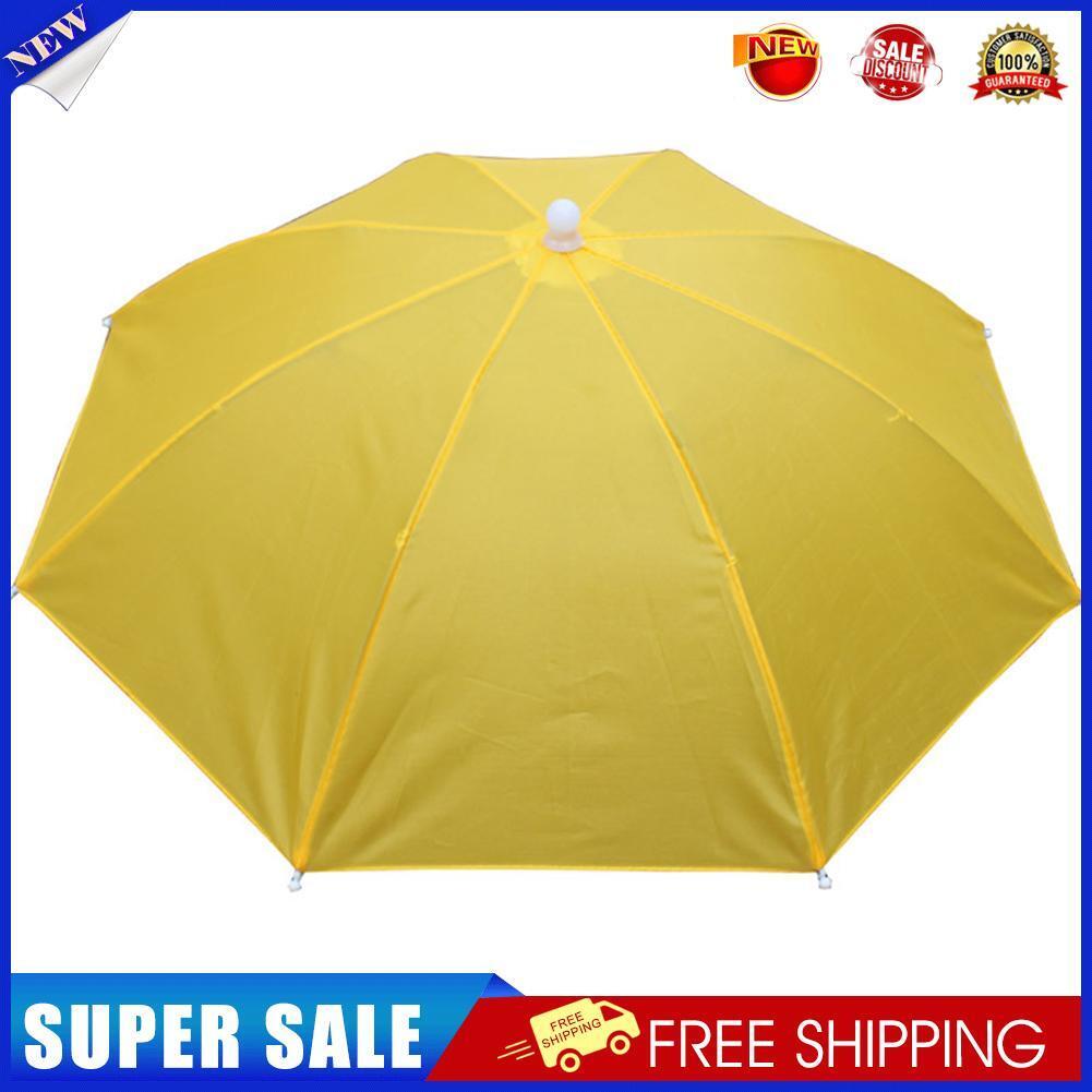 Fishing Umbrella Hat Foldable Outdoor Sun Shade Waterproof Cap (Yellow)