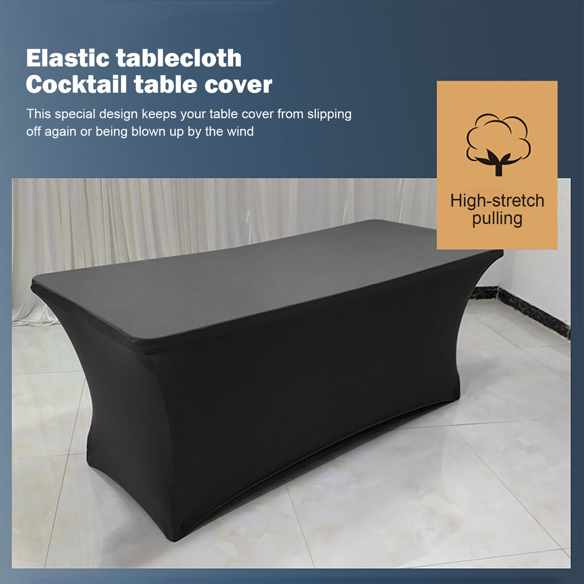 Rectangular Fitted Polyester Tablecloths High Stretch Table Cover (4FT)