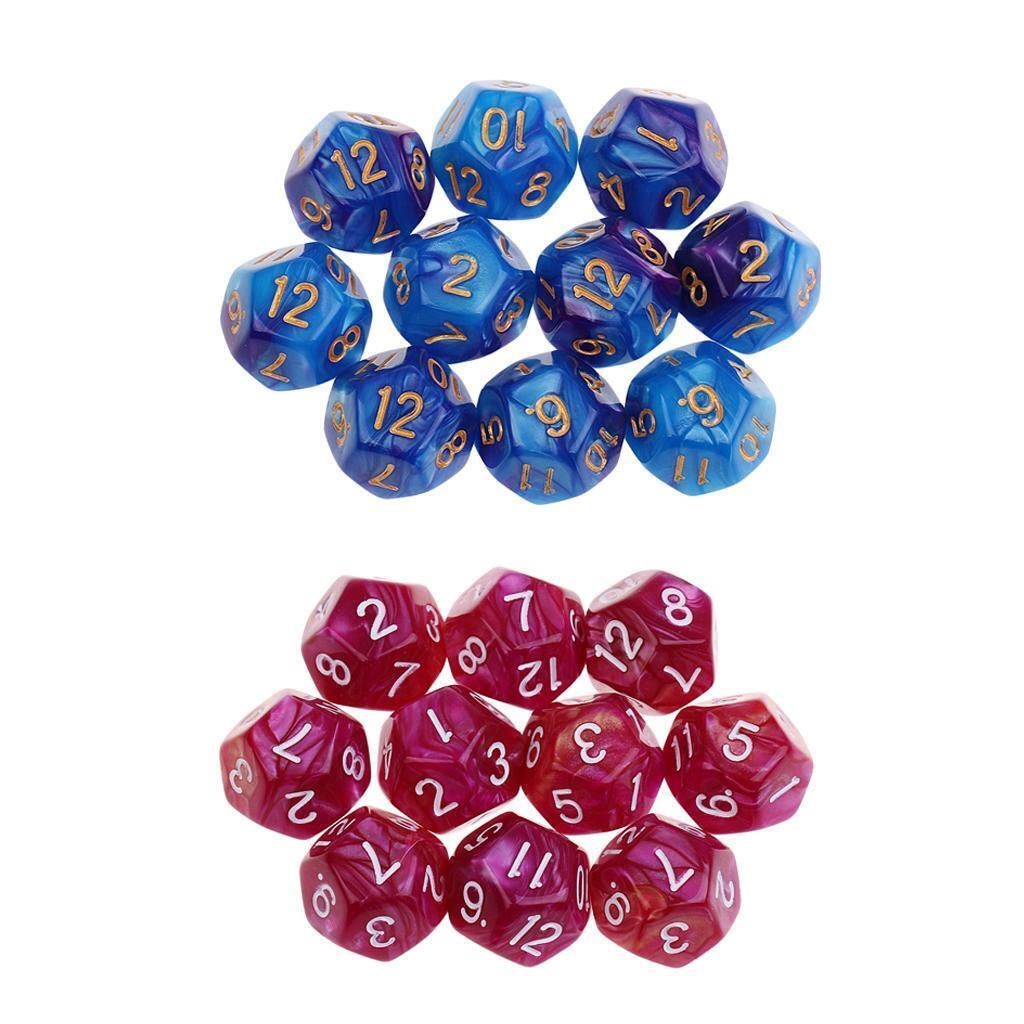 20pcs Acrylic Opaque 12 Sided  D12 Polyhedral s for Roleplaying Game