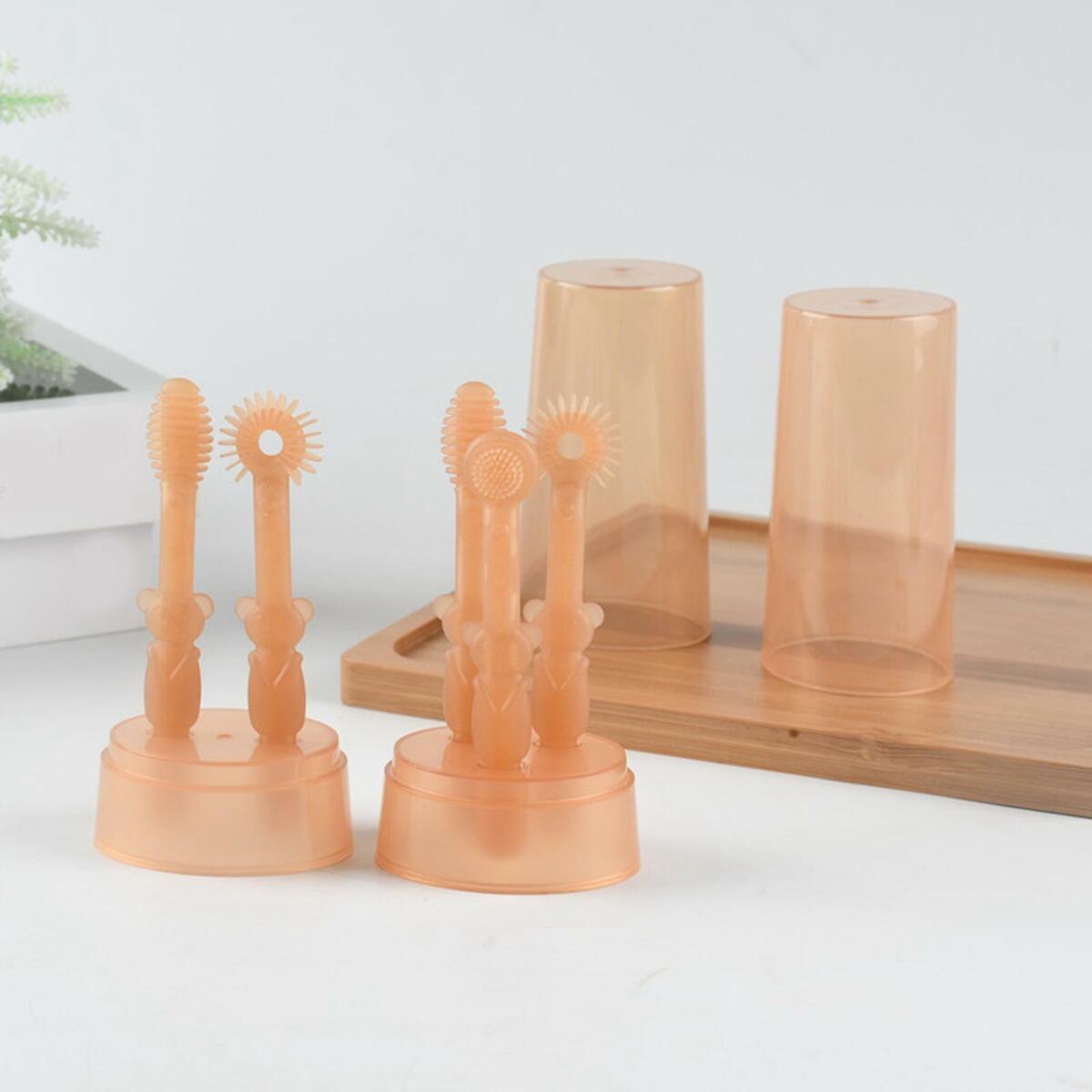 3x Toddler Toothbrush Set Soft Bristles   for 0-18 Months Old Baby