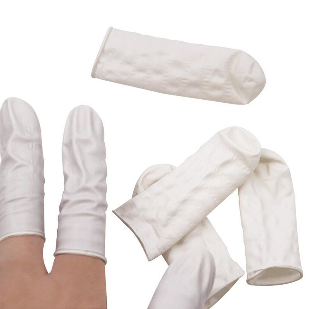 800 Pieces Finger Cots Disposable Latex Rubber Fingertips Covers White