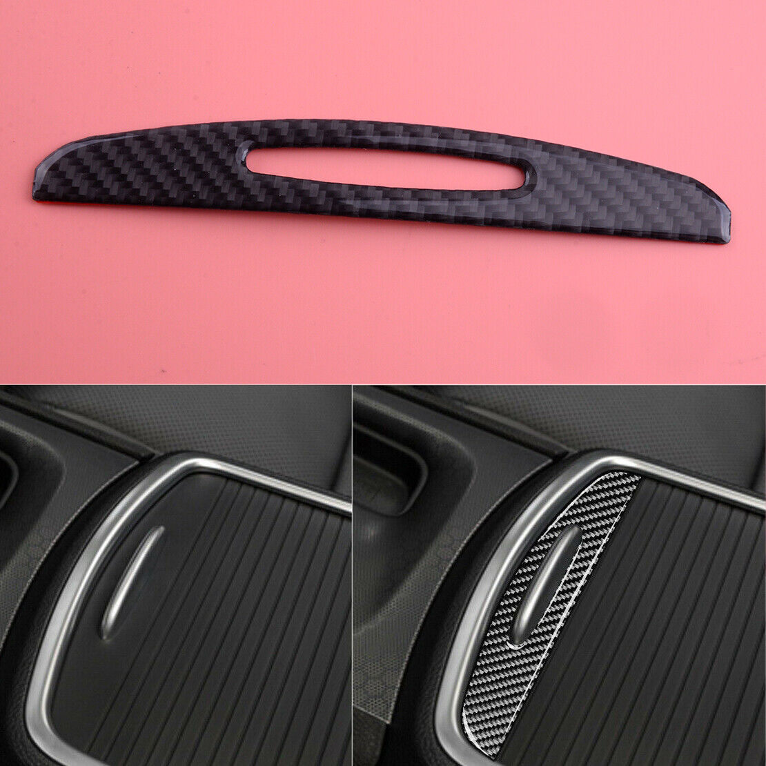 Armrest Cup Holder Cover Trim Panel Carbon Fiber fit For Dodge Charger 2015-20