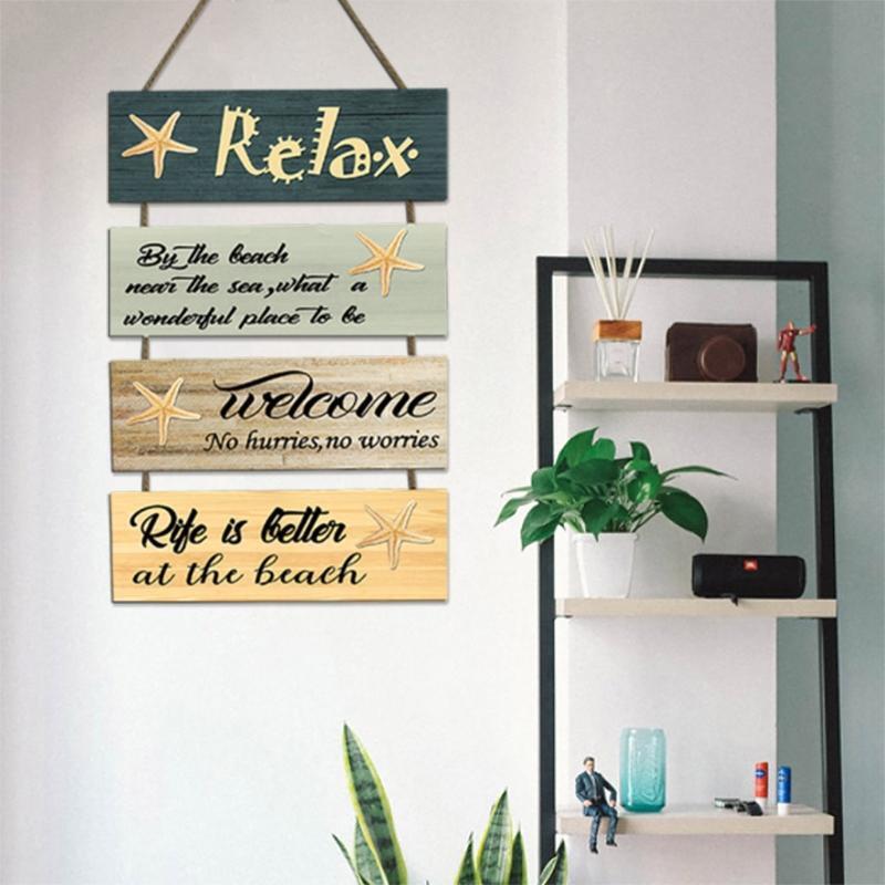 Wooden Sea Beach Wall Art Decor Hanging Ornamen Nautical Wood Sign
