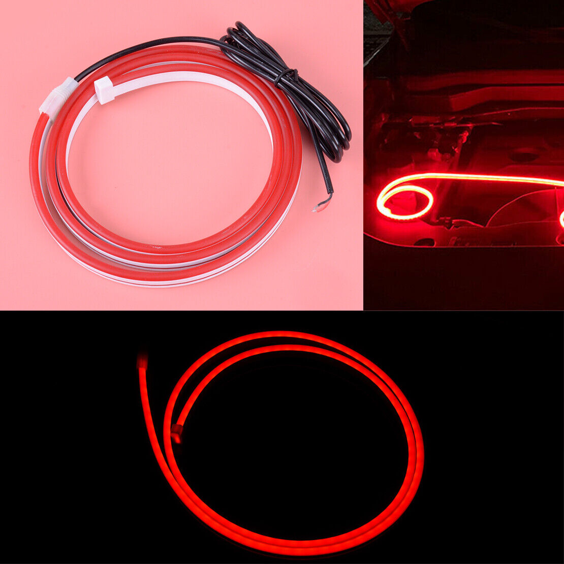1Set 120cm Car Hood LED Daytime Running Light Strip Waterproof Flexible Lamp 12V