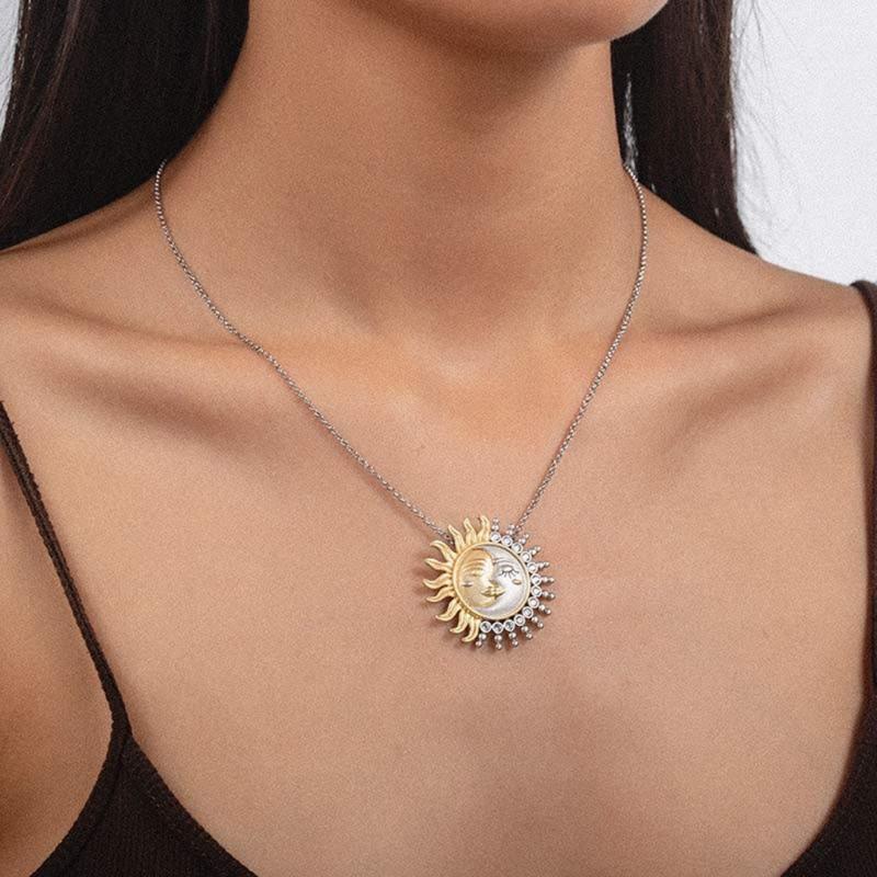 Ins Simple Wild Sun Moon Long Necklace Female Personality Trend Necklace