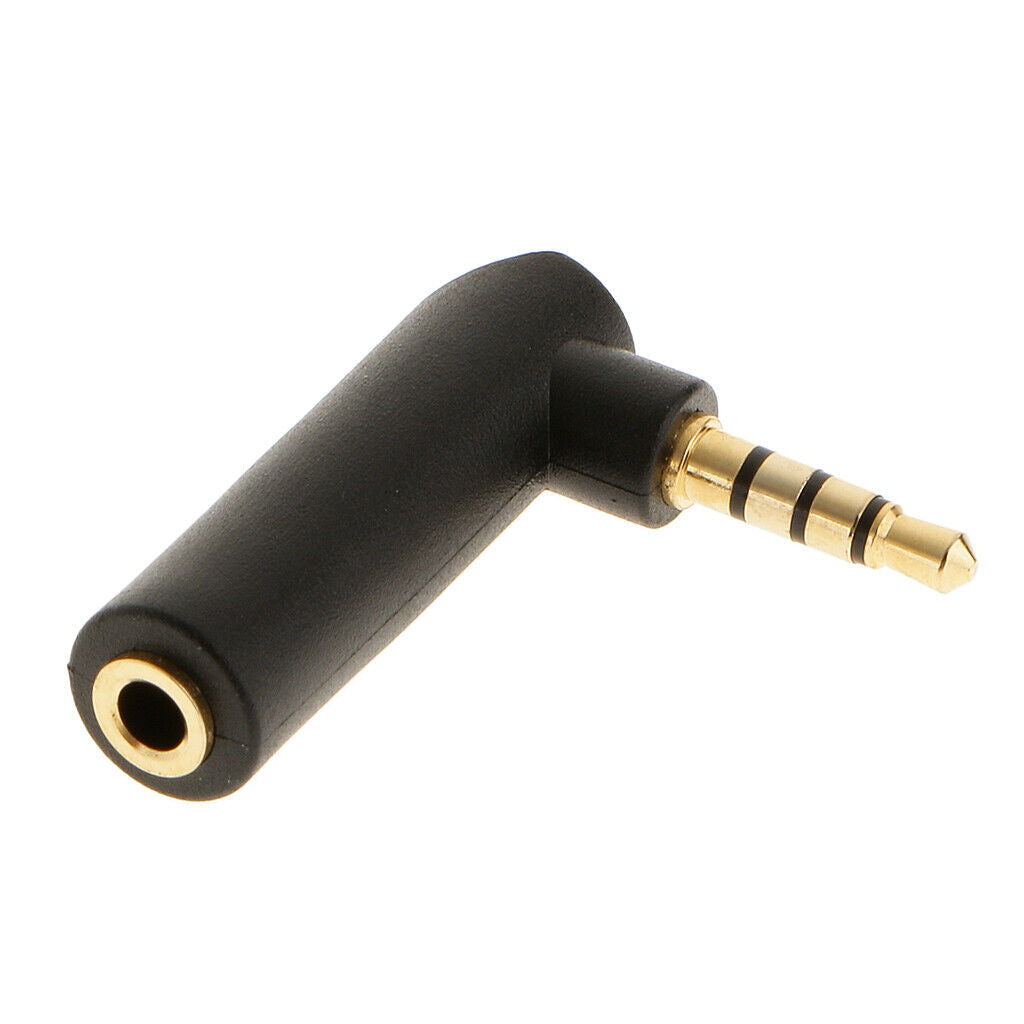 3.5mm Stereo Male to Female Right Angle Audio Adaptor Headphone Jack 4 pole