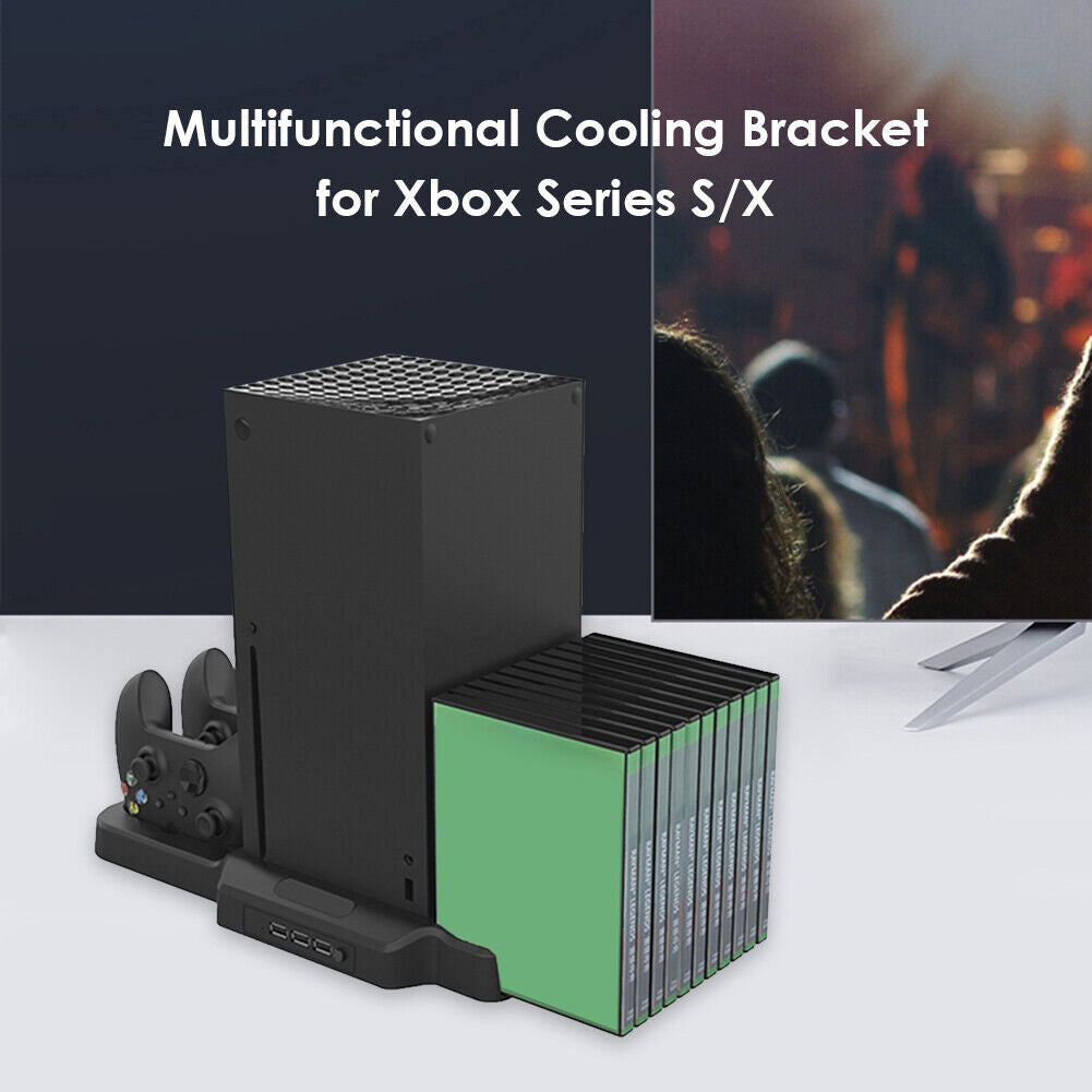 Cooling Stand Controller Charger w/2 Fans 11 Game Slots for Xbox Series S X