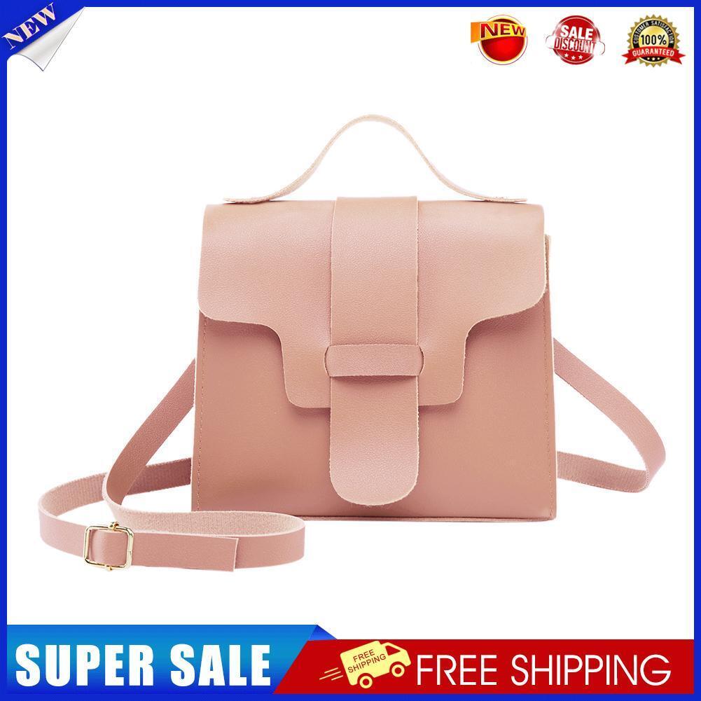 Fashion Women Solid Color Crossbody Bag PU Handbag Shoulder Bags (Pink)