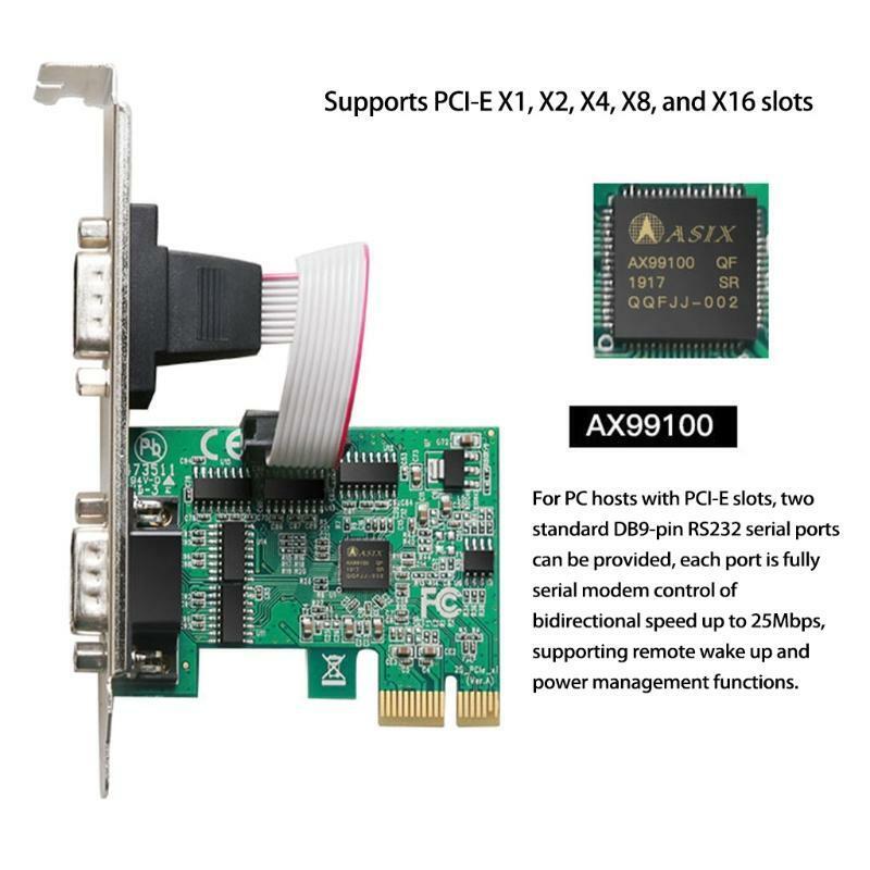 2 Ports RS232 Serial Port Printer Parallel Port LPT to PCI-E Card Adapter AX9910