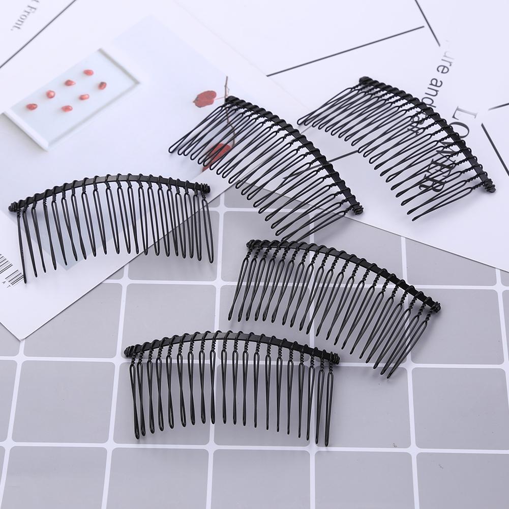 5pcs Fork Comb Fine Tooth Wedding Decoration Bride Hair Accessory (Black)
