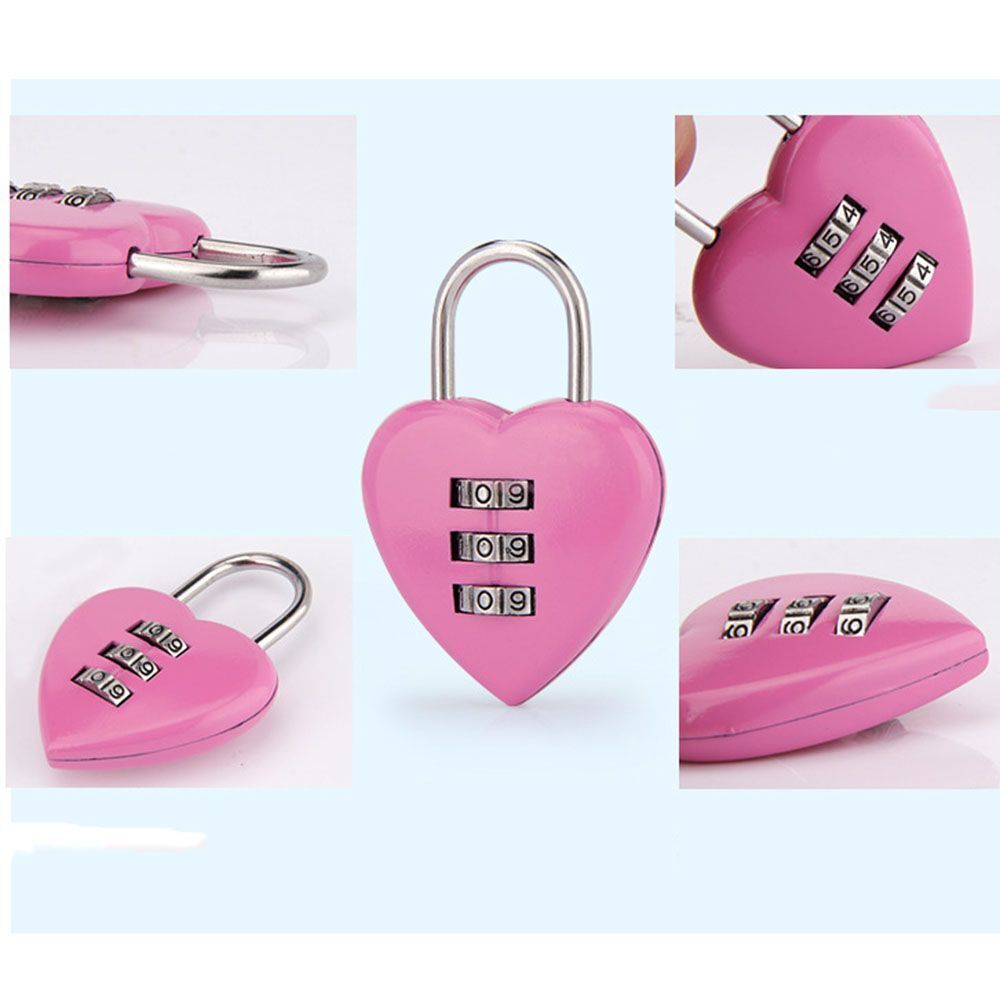 3 Digits Number Password Lock Color Padlock Heart Shape Combination Padlock