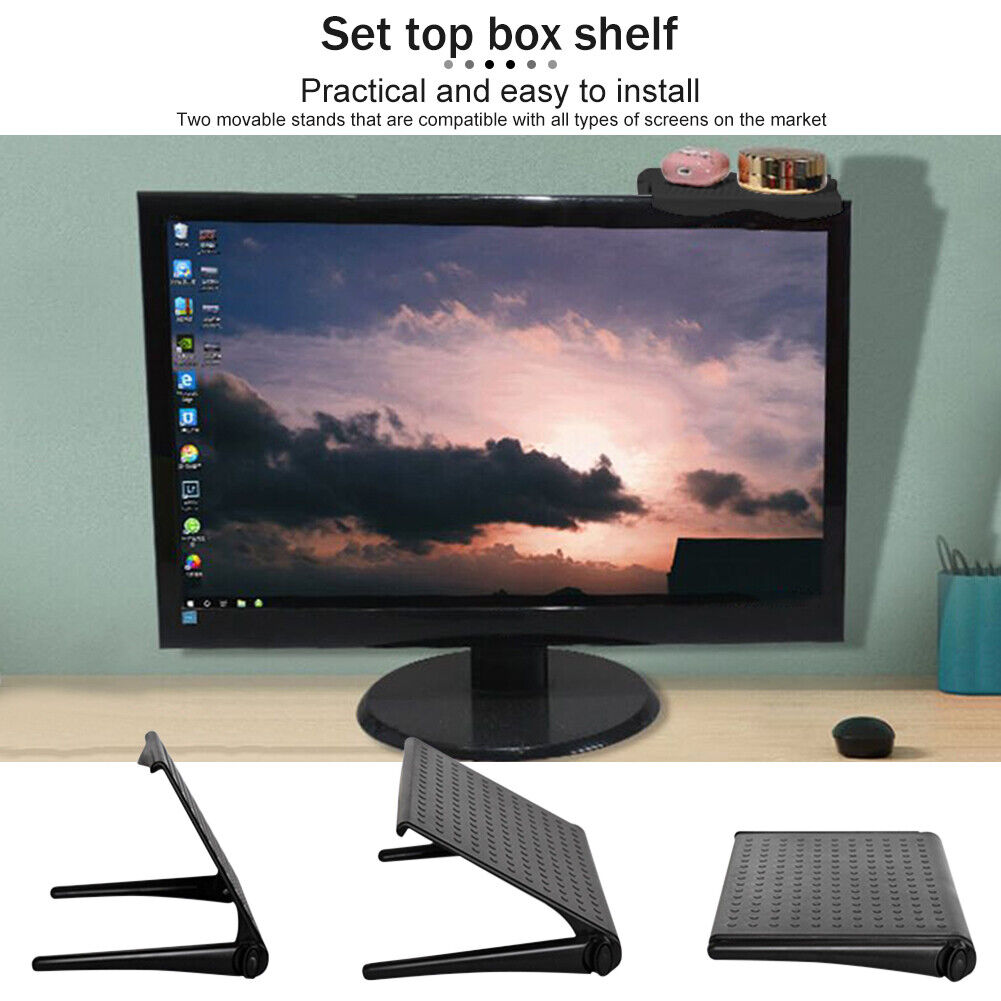 Foldable Adjustable Screen Top Shelf Computer Monitor Riser Stand (Black)