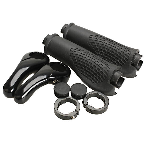 Bike Bicycles Cycling Ergonomic Lock-On Handlebar Grips Bar Ends Black