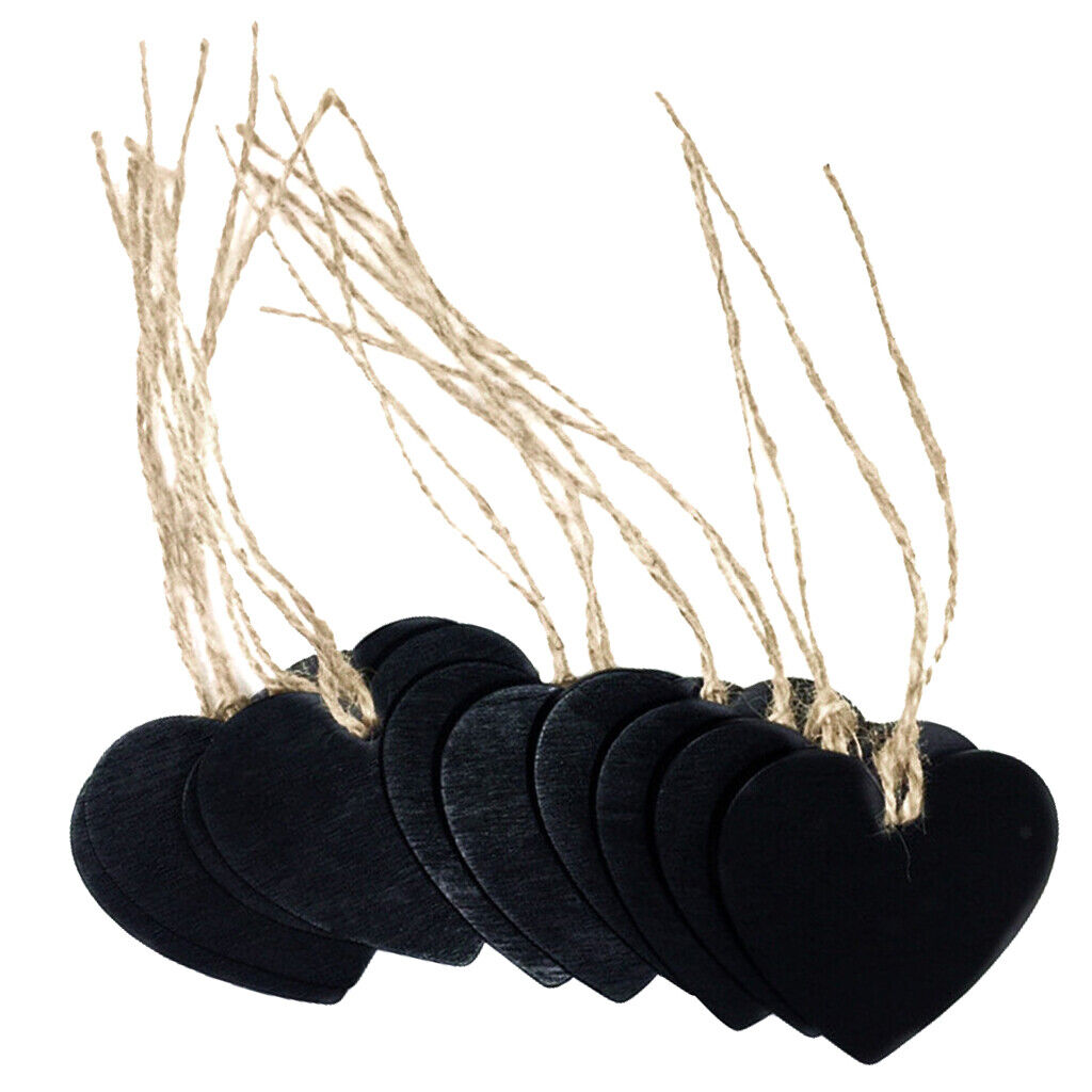 10 Pieces Wooden Heart Hanging Chalkboard  Message Blackboard Wedding