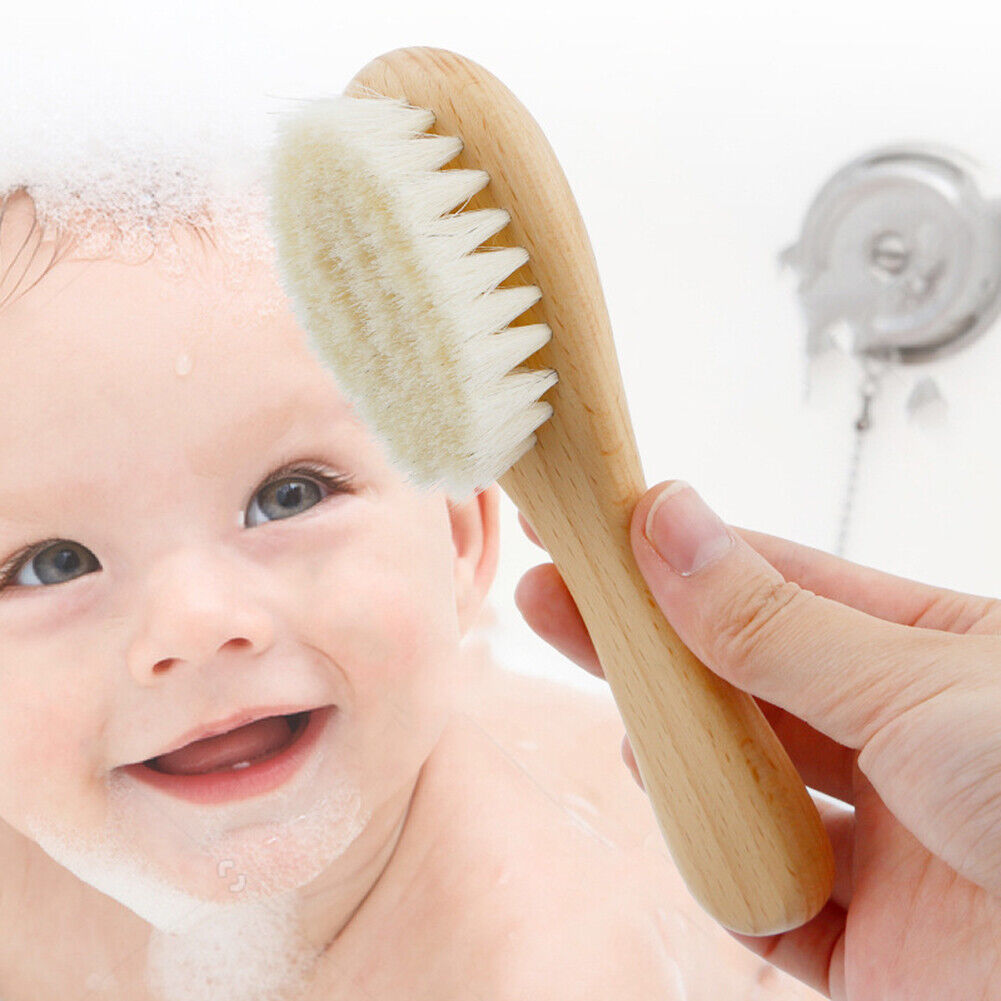 Wooden Shampoo Bath Wool Brush Soft Skin Care Cleaning Brush Baby Care Tool