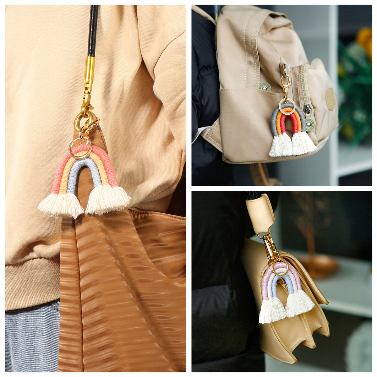 Keychain Handbag Charms Rainbow Keychain Tassel Car Keyring Holder Bohemian