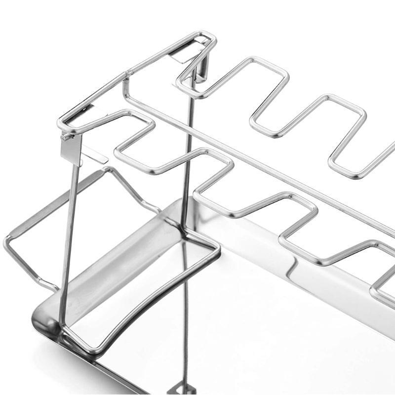 BBQ Chicken Leg Wing Grill Rack 14 Slots Chicken Leg Roaster Stainless Steel