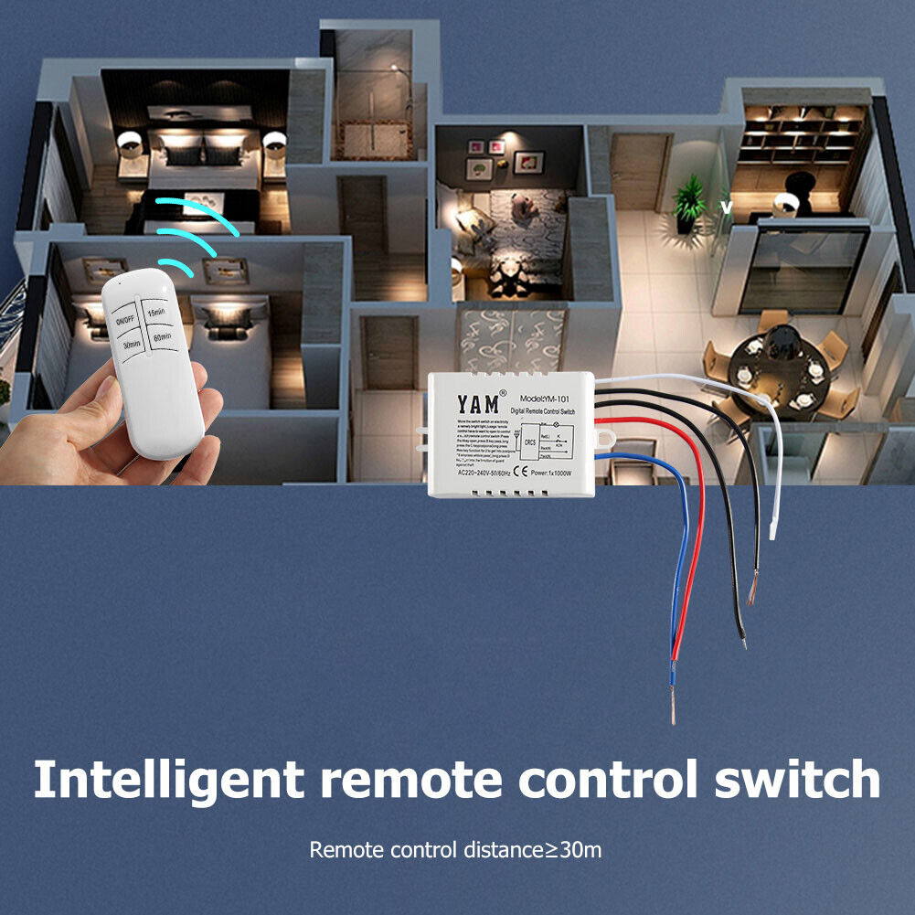 ON/OFF Remote Control Timer Switch + Receiver for UVC Lamp (White 220V)