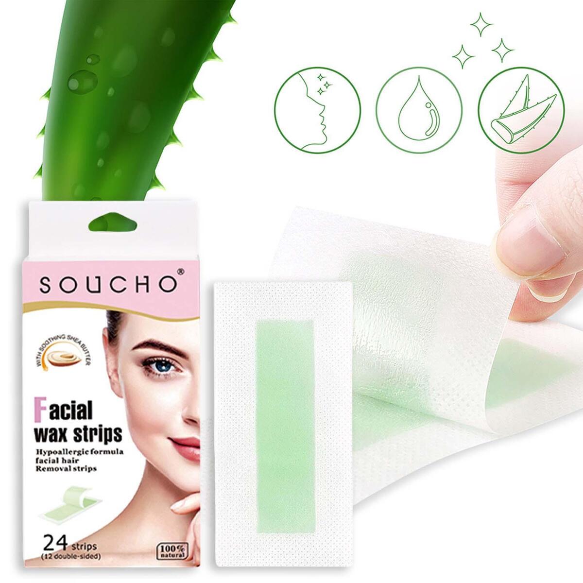24Pcs Hair Removal Wax Strips for Depilation Body Face Arm Eyebrow Wax Paper