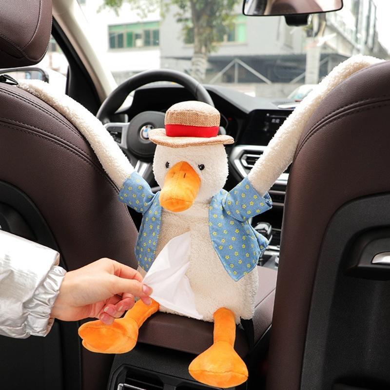 29cm Hand Sewing Duck Tissue Holder w/ Easy Hanging Hook Elastic Band for Office