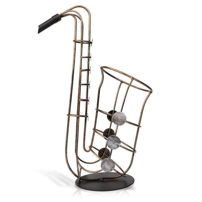 Creative Wine Bottle Holder Metal Sax Single Wine Organizer Sax Shape Art Decor