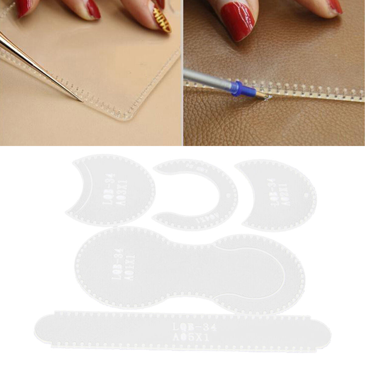5Pcs Wallet Pattern Stencil Purse Leather Craft Drawing Sewing Template Set