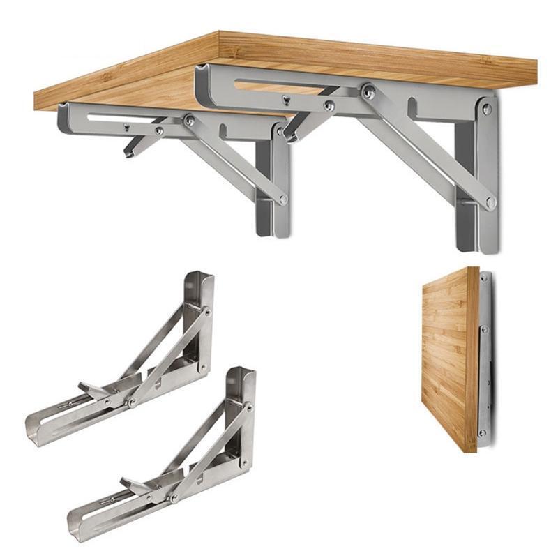 2 Pcs 8-18'' Metal Collapsible Shelf Bracket Reinforced Folding Shelf Brackets