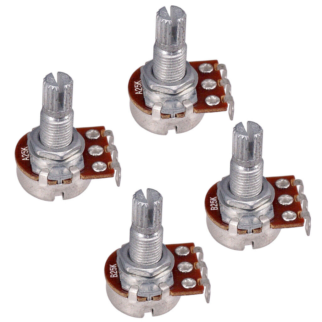 4pcs 25K-Ohm Long-Shaft Guitar     Taper Potentiometer Pots