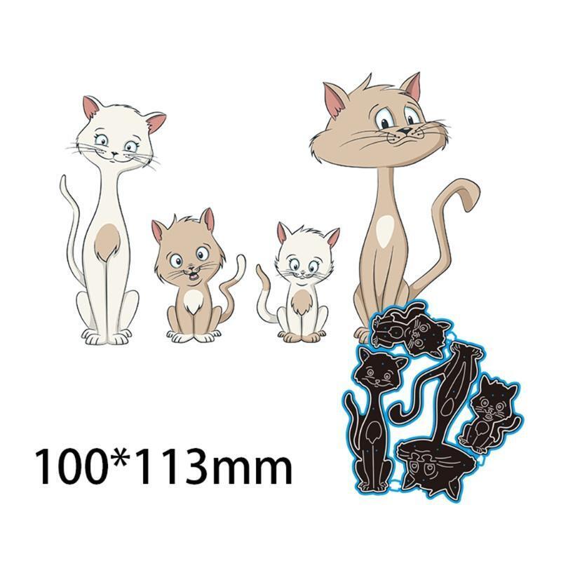 Cartoon Cat Family of Four Carbon Steel Cutting Dies DIY Scrapbooking Photo