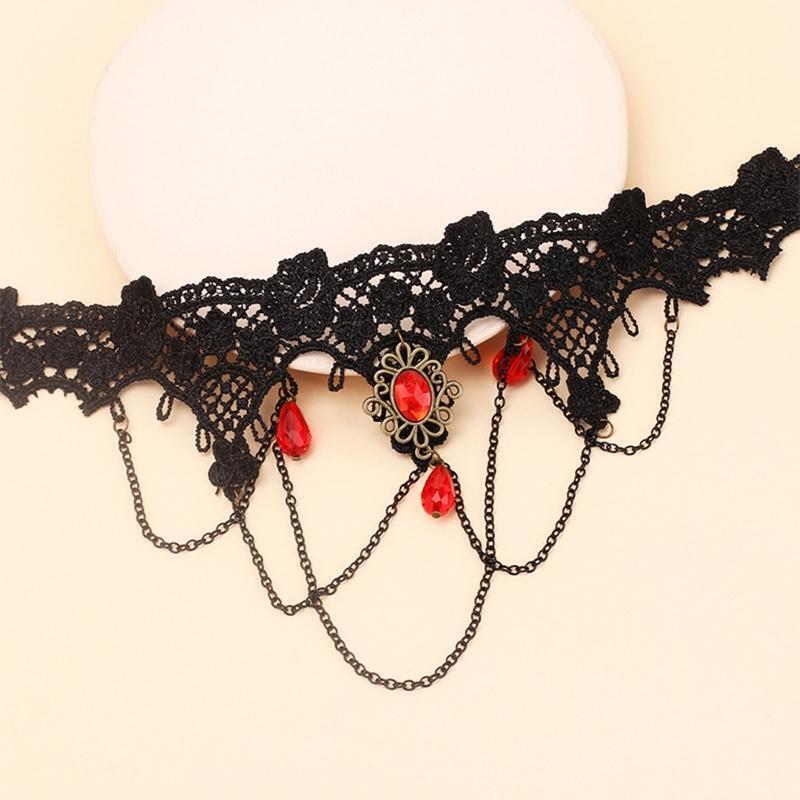 Goth Chain Lace Choker Necklace Steampunk Punk Collar Gothic Choker Jewelry