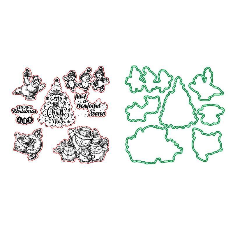 Merry Christmas Snowman Metal Cutting Dies Clear Stamp Set For DIY Scrapbooking