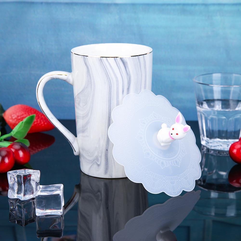 Transparent Silicone Leakproof Cup Cover Heat Resistant Sealed (Rabbit)