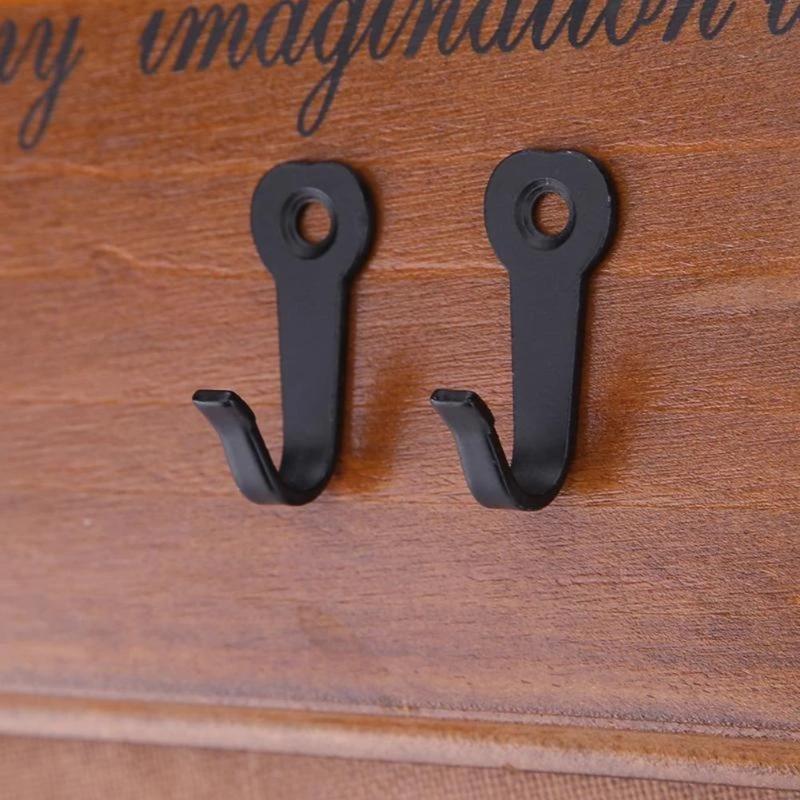 Wrought Iron Black Love Heart Wall Hooks Set of 10 Coat Bag Hat Towel Hanger
