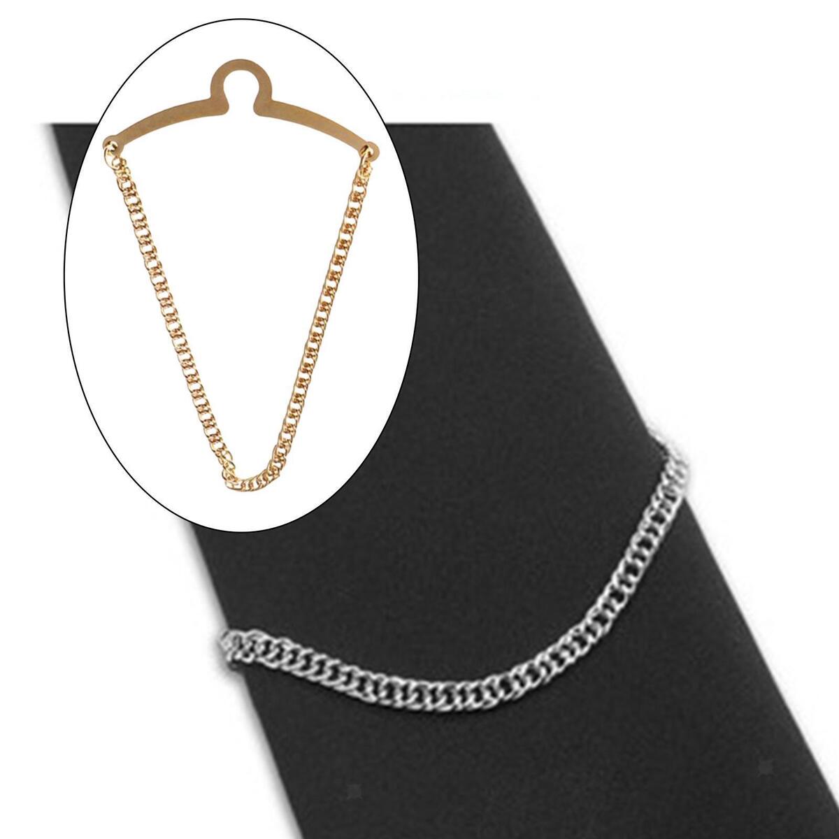 Tie Chain for Men Herringbone Necktie Link Tie Chain Brooch Fashion Tie Clips