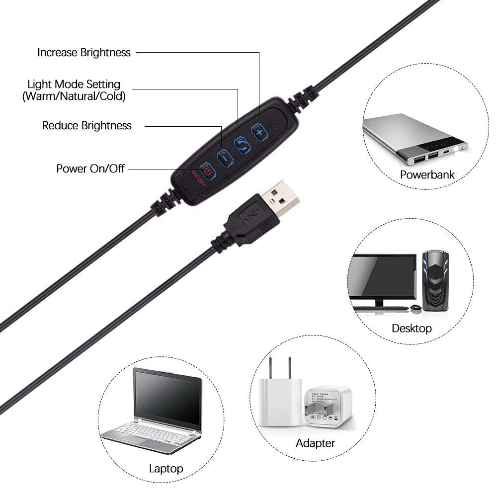 Selfie Ring Light Video Conference Lighting Kit Laptop Computer Monitor