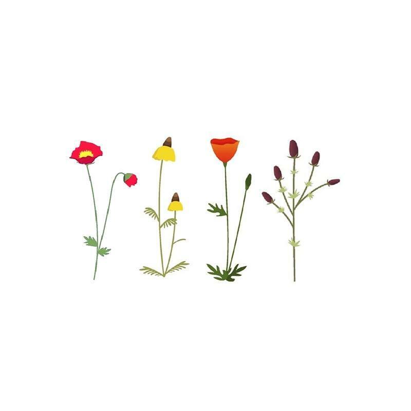 1 Set Blossom Flowerbud Grass Metal Cutting Dies Embossing Stencil DIY Template