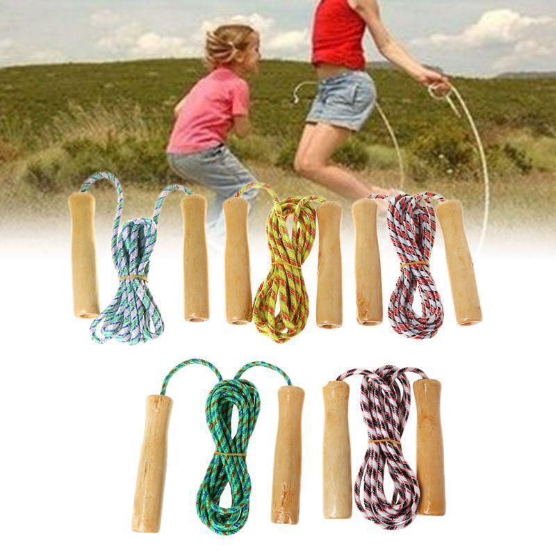 Hot 2m Wooden Handle Jumping Rope Kid Fitness Equipment Practice Speed Skipping