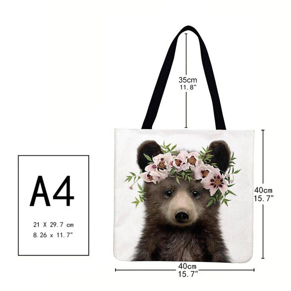 Animal Printed Shoulder Shopping Bag Casual Large Tote Handbag (40*40cm)