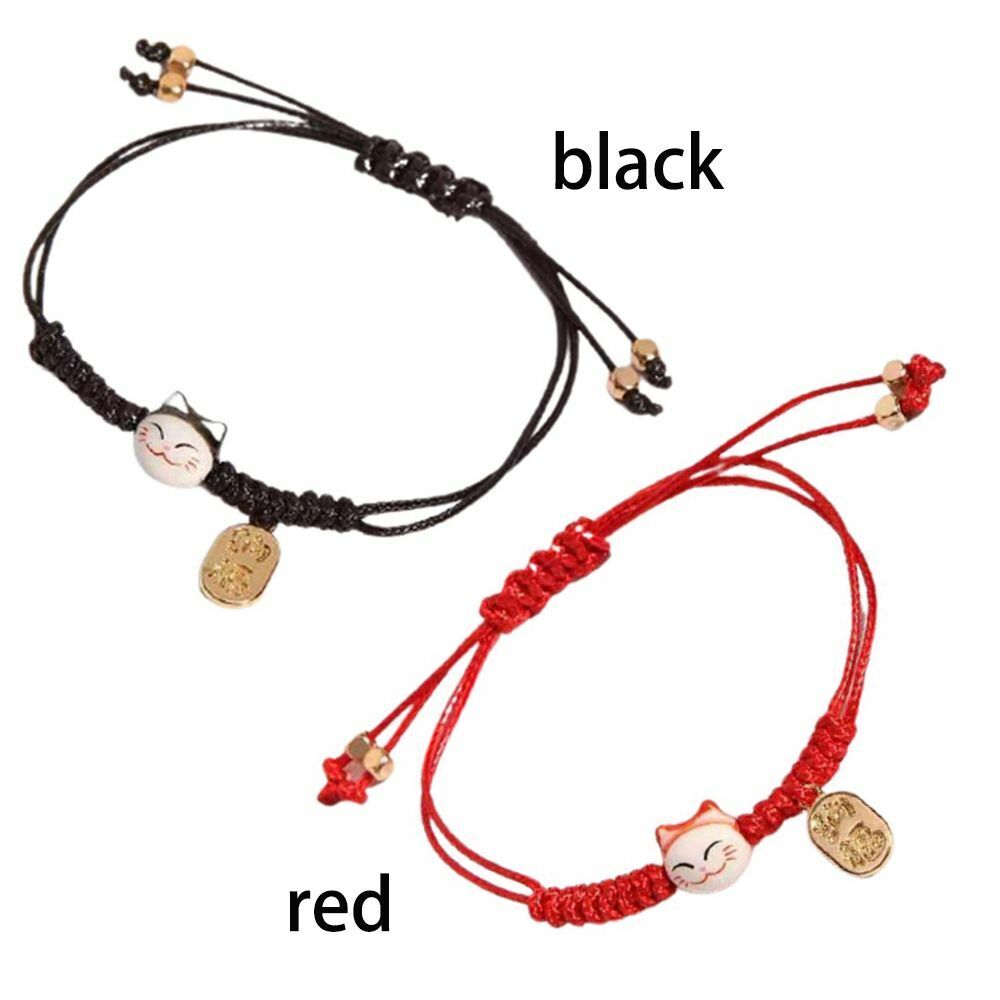 Charm Women Cute Gifts Couple Bangles Colorful Rope Lucky Cat Bracelet Handmade
