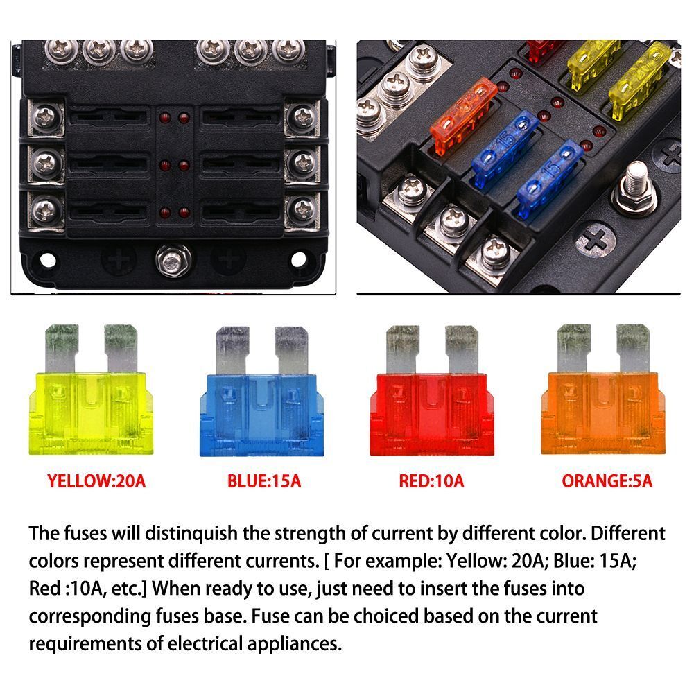 12V/24V M5 Stud Block Fuse Box Plastic Cover Car Accessory Blade Fuse Holder