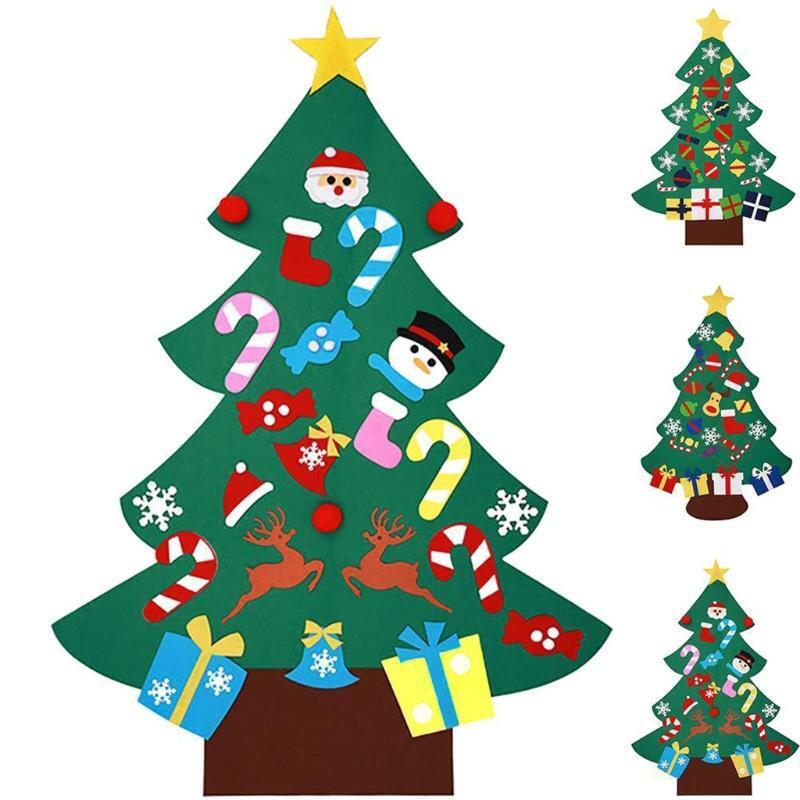Baby Kids DIY Felt Christmas Tree with 30pcs Detachable Ornament Wall Door Decor