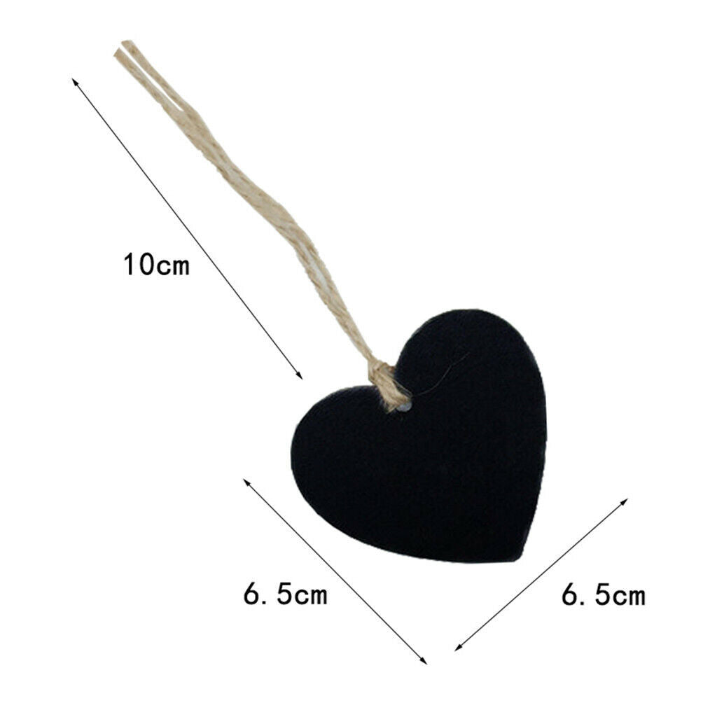 10 Pieces Wooden Heart Hanging Chalkboard  Message Blackboard Wedding