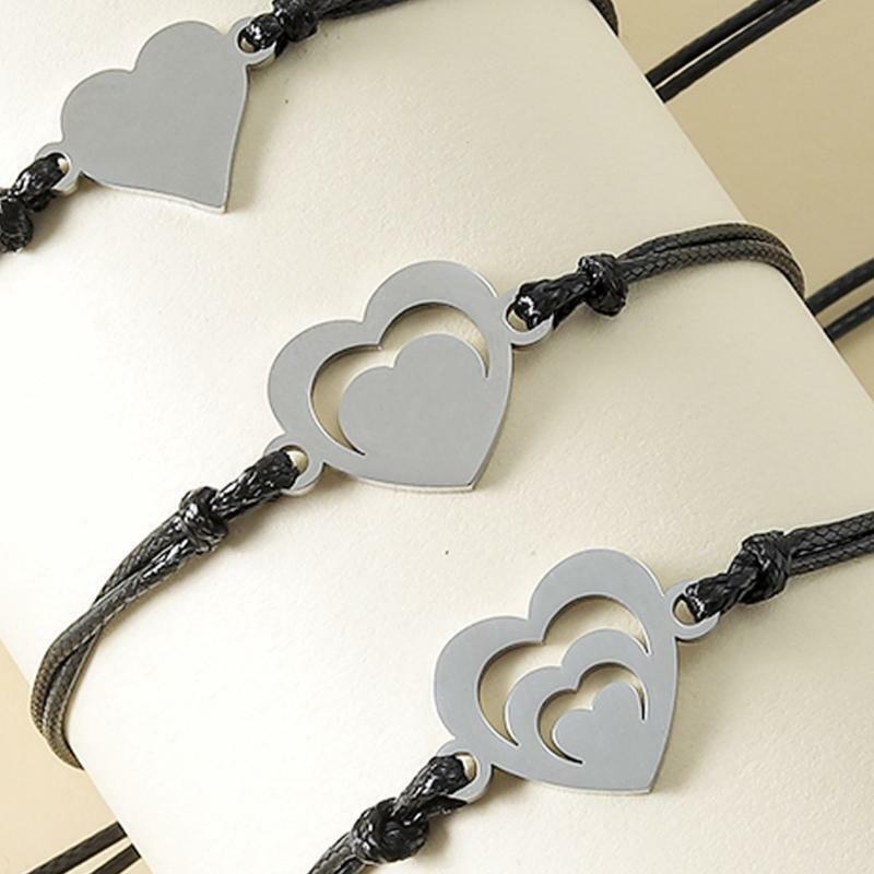 3Pcs Best Friends Bracelet Friendship Bff Matching Distance Heart Bracelet Gift