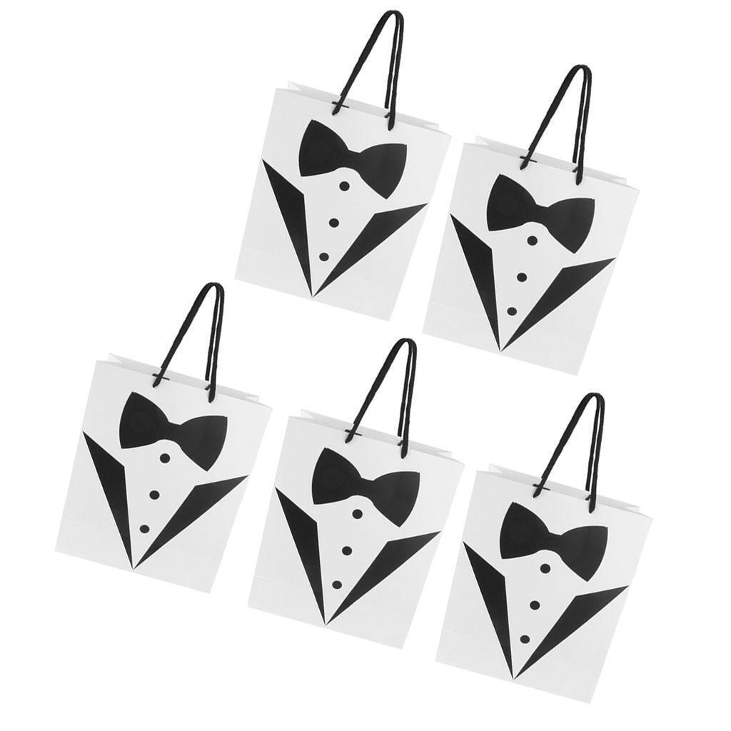 5x Fashion Paper Tuxedo Shopping Carry Bags Wedding Gift Bag with Handle
