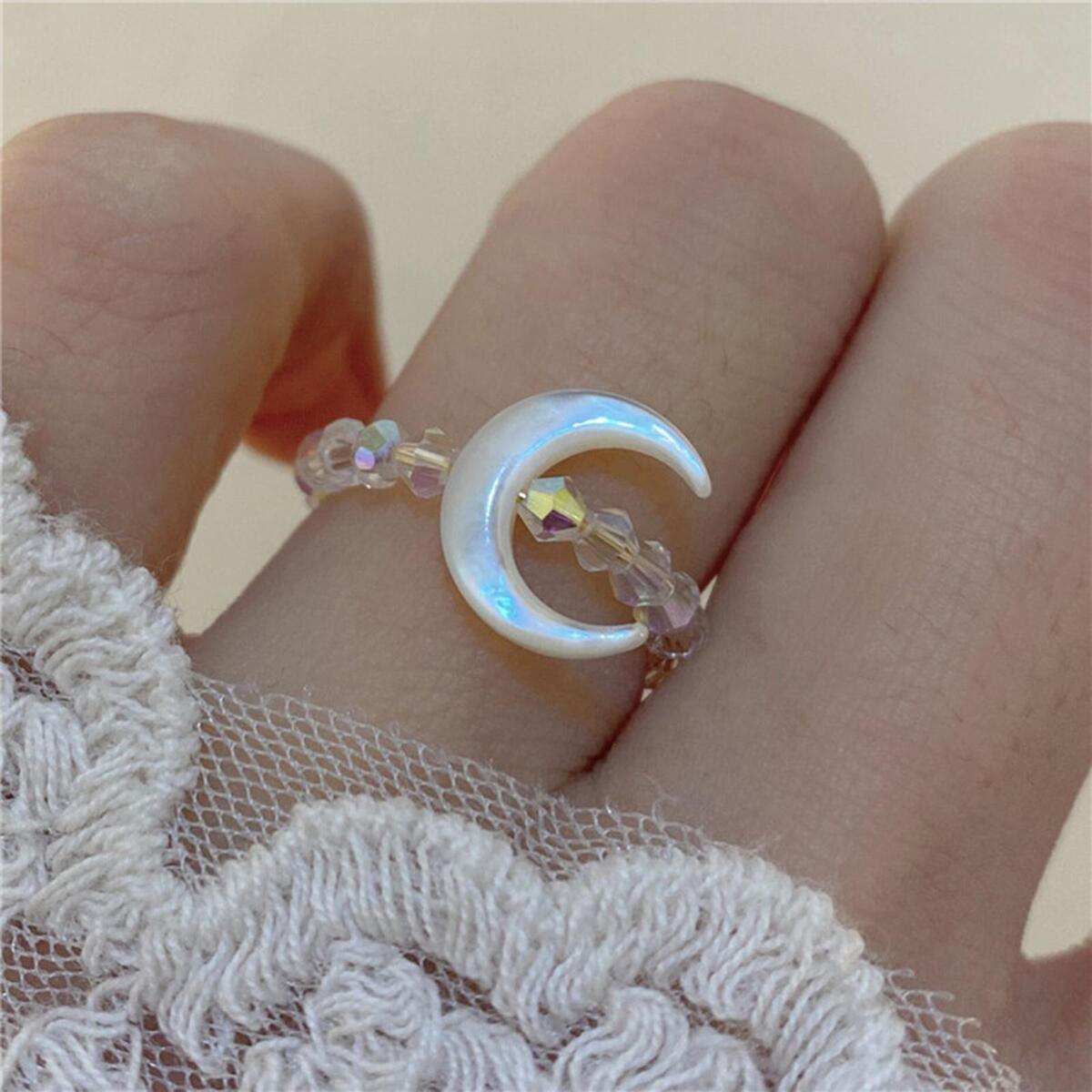 Open Ring Moon Adjustable Novelty Fashion for Party Mother'S Day Birthday
