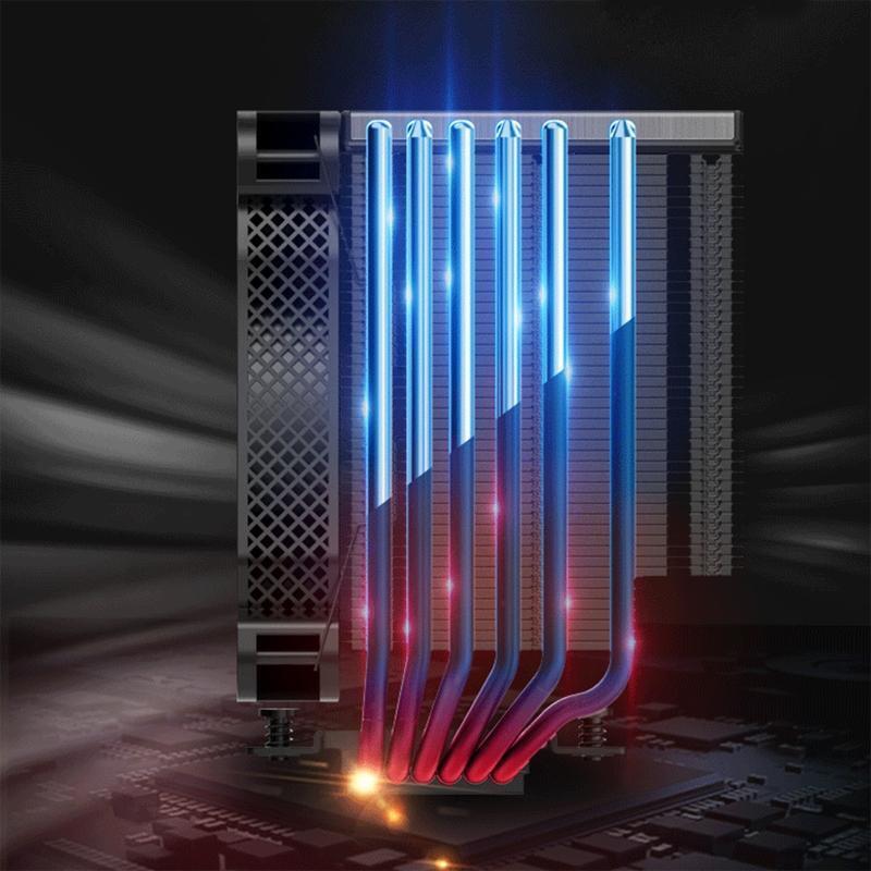 HX6250 6 Heatpipes CPU Air Cooler Radiator 14cm 12V DC High Flow PWM Cooling Fan